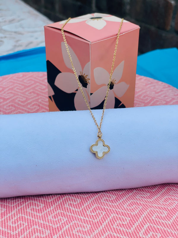 Four Leaf White locket