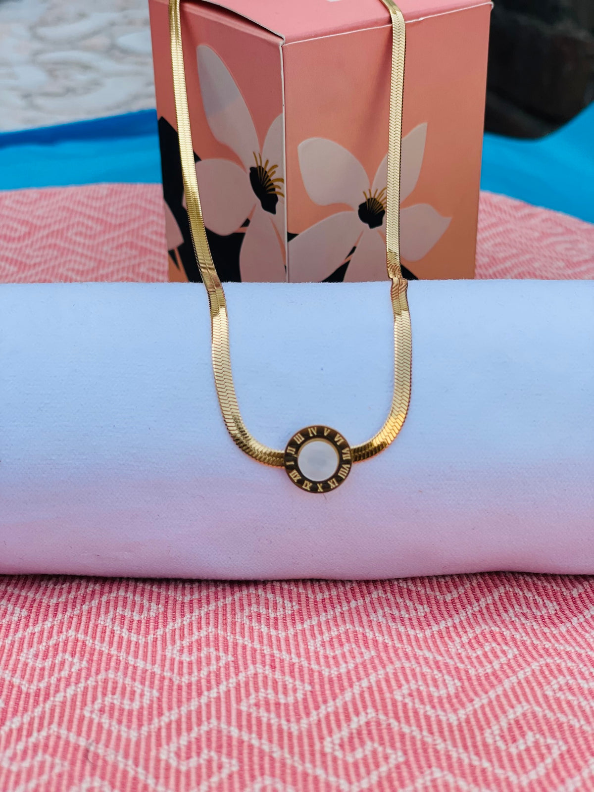 Round White locket