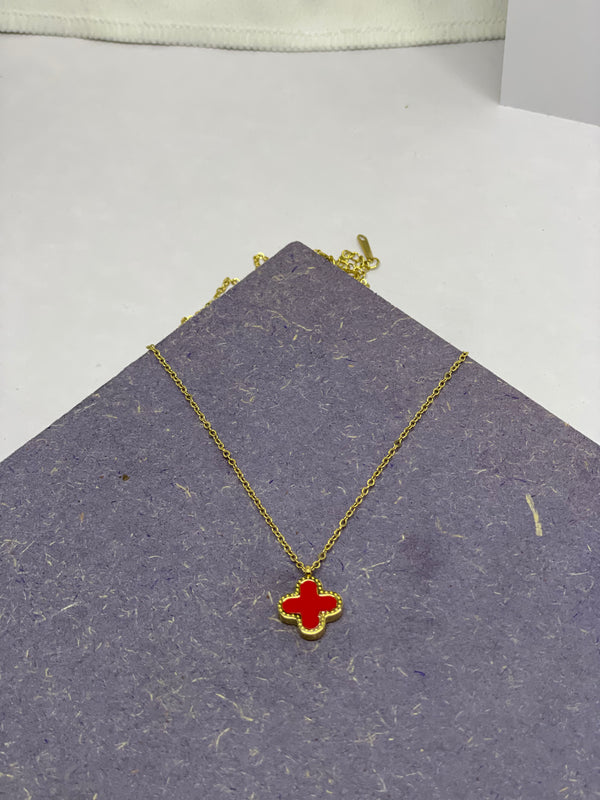 Four Leaf Red locket